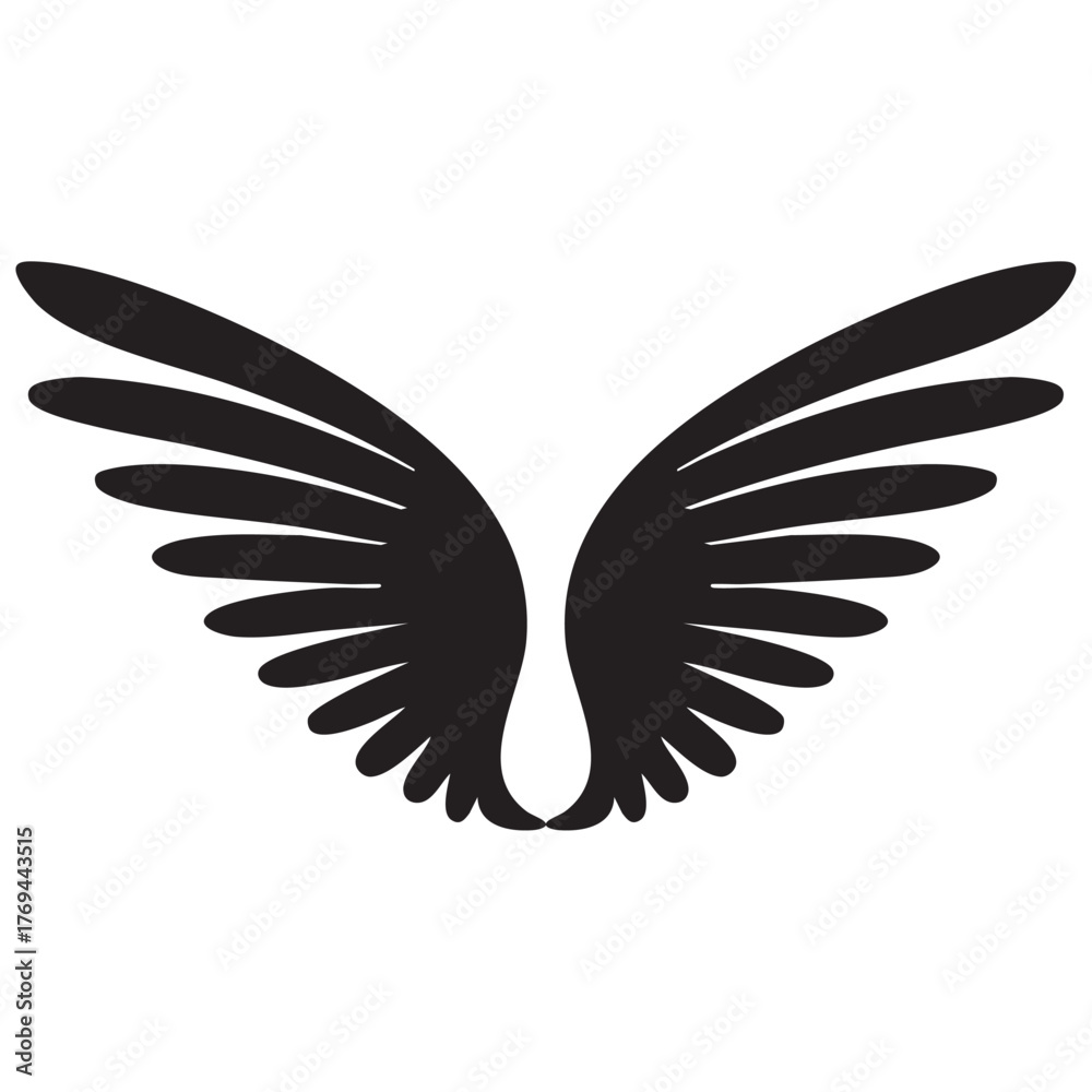 Fototapeta premium Vector of bird angel wings on a white background. Thick line 