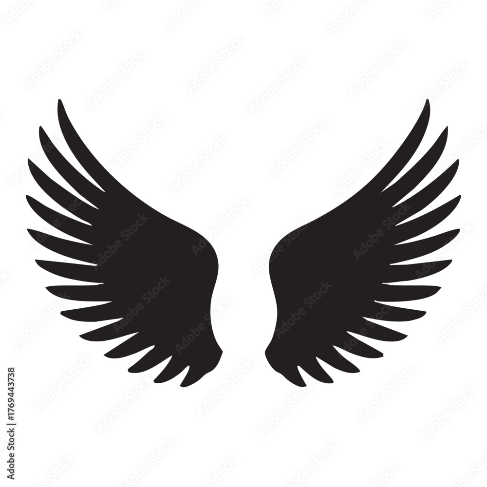 Fototapeta premium Vector of bird angel wings on a white background. Thick line 