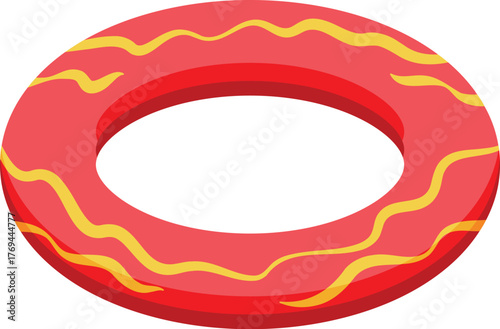 Inflatable ring floating on water, providing safety and enjoyment during summer activities