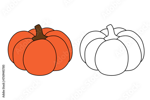 Pumpkin Coloring Pages Thanksgiving Day Celebrate for Kids Printable Vector