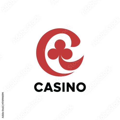 Red casino logo with clover symbol and text