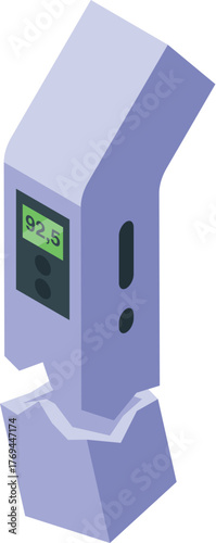 Contactless digital infrared thermometer is showing normal human body temperature
