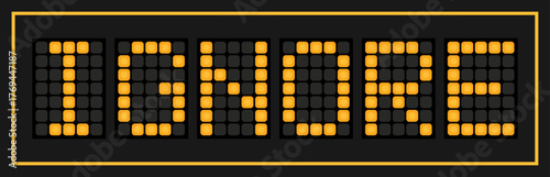Orange color led banner in word ignore on black background
