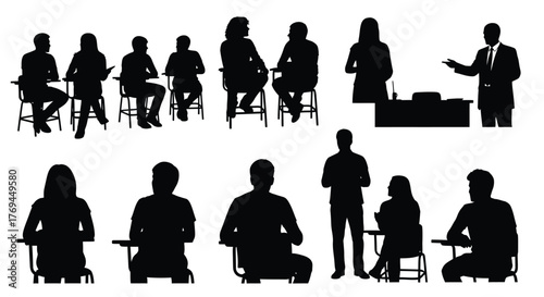 Silhouette of students in a lecture hall