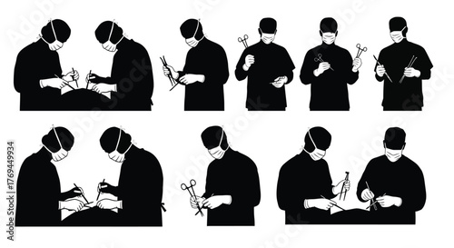 Silhouette of surgeon performing operation