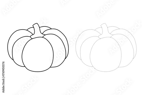 Pumpkin Trace and Coloring Pages Thanksgiving Day Celebrate for Kids Printable Vector