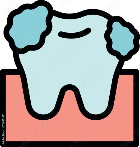 Dental health issues illustrated by decaying tooth with eroding enamel and inflamed gums