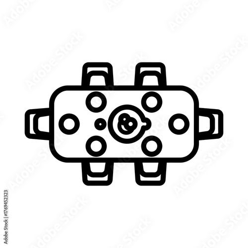 Minimalist Outline Icon: Table with Chairs, Circles, Organic Shape