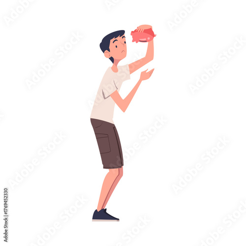 Man with Empty Pockets Sad in Standing Pose Vector Illustration