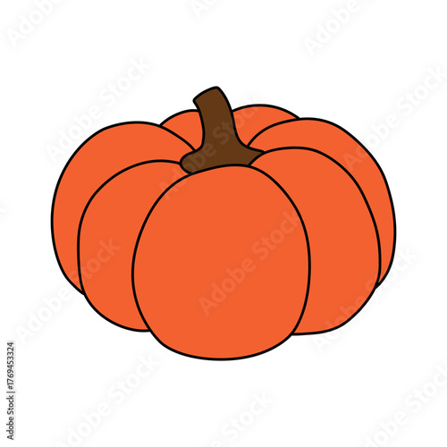 Clipart Sticker of Pumpkin Thanksgiving Vector
