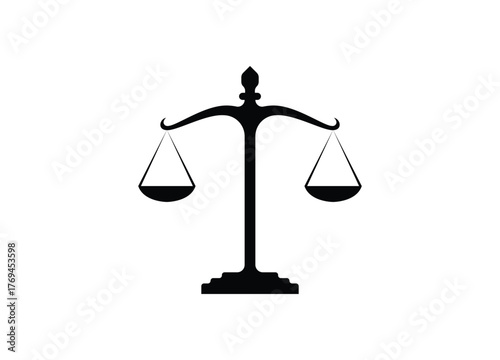 Black Scales of Justice Emblem Symbolizing Fair Legal System and Balanced Judgement