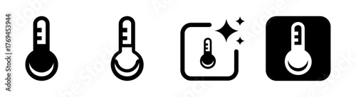 Thermometer icon, temperature sign temp symbol transparent PNG vector illustration representing weather forecast medical health and digital measurement concept design