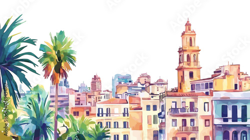 Montevideo ? Ciudad Vieja. Montevideo ? Ciudad Vieja hand drawn watercolor illustration