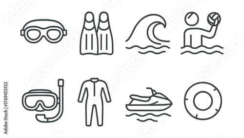 The image is a collection of various water sports and activities