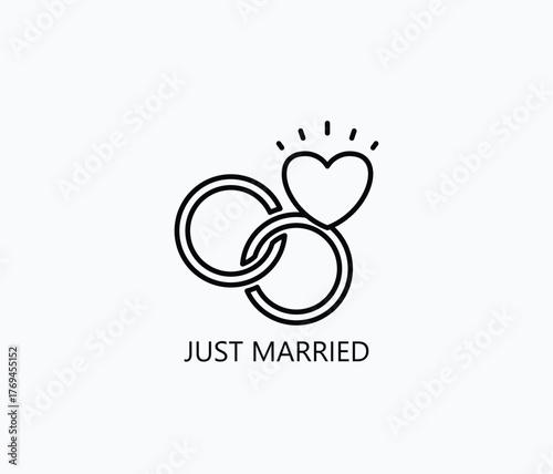 Just Married Icon Or Logo Isolated Vector Illustration