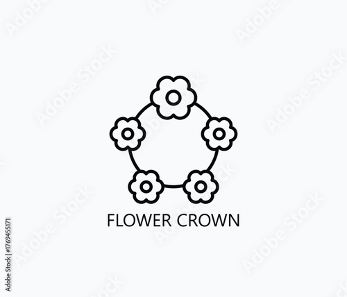 Flower Crown Icon Or Logo Isolated Vector Illustration