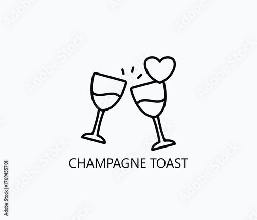 Champagne Toast Icon Or Logo Isolated Vector Illustration