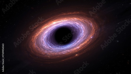 Vibrant illustration of a black hole in deep space with swirling energy