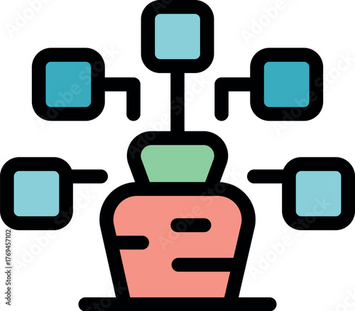 Colorful icon representing data mining, extracting valuable insights and knowledge from large datasets