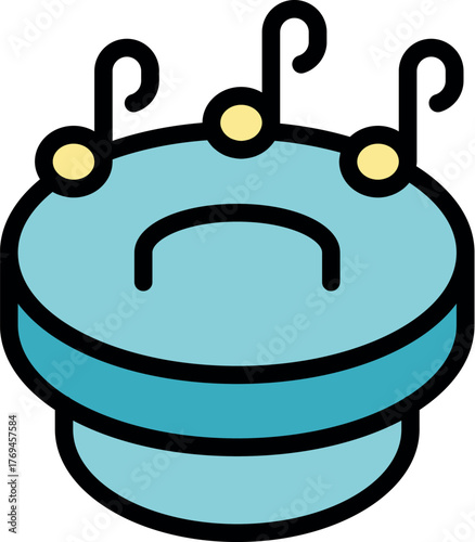 Cartoon tambourine playing music with musical notes floating above, representing rhythm, percussion, and sound