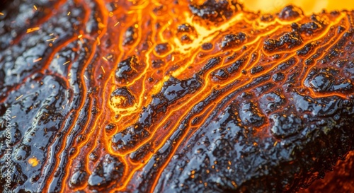 Molten Metal Texture with Liquid Flow Patterns and Glowing Orange Tones