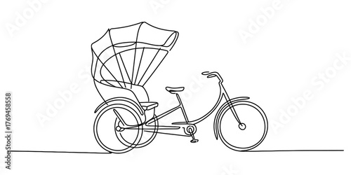 A continuous one line drawing depicting a family enjoying a camping trip around a campfire beneath a tent vector