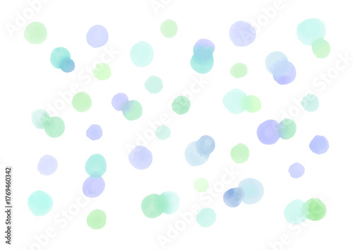 手描きの水玉 水彩あしらい 青