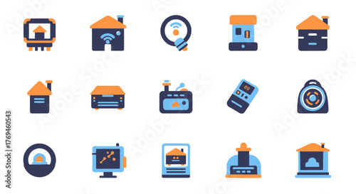 Smart Home Technology and Automation Icons Set.