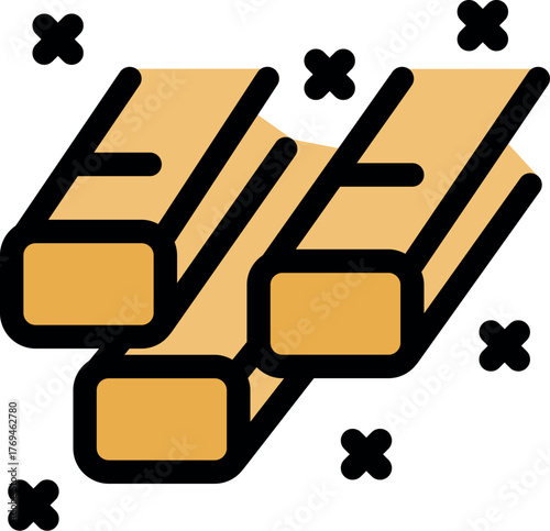 Interlocking wooden planks create a robust framework, ideal for various construction applications