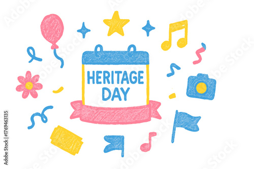 Celebrate Heritage Day with colorful decorations, music, and joyful activities in a community festival atmosphere