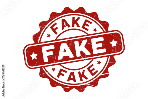 Red distressed 'FAKE' stamp graphic for authenticity warning
