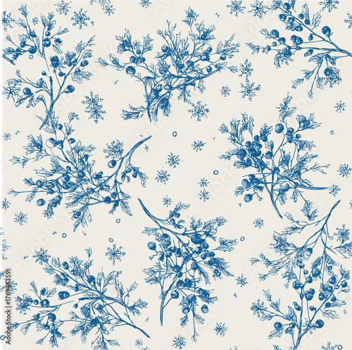 Christmas vintage toile seamless pattern