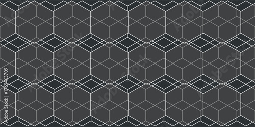 Luxury seamless geometric pattern - grid gradient texture. Dark vector background.