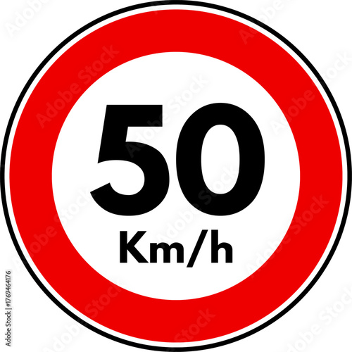 Speed Limit 50 Traffic Sign, 50 Speed Limit Sign Vector