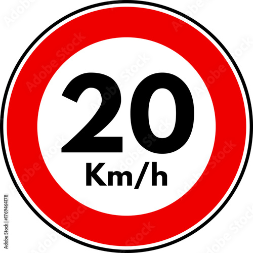 Speed Limit 20 Traffic Sign, 20 Speed Limit Sign Vector