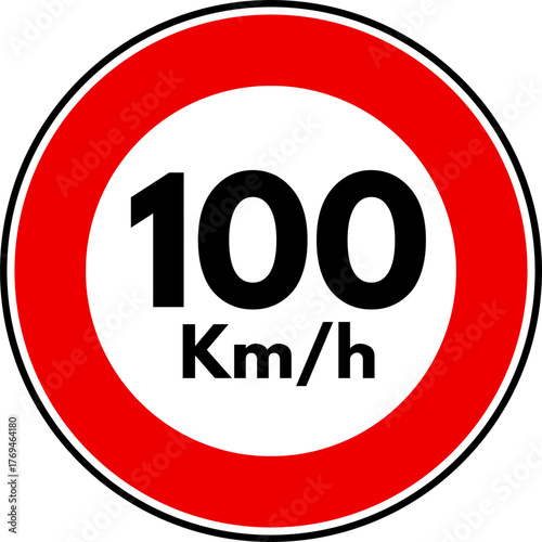 Speed Limit 100 Traffic Sign, 100 Speed Limit Sign Vector