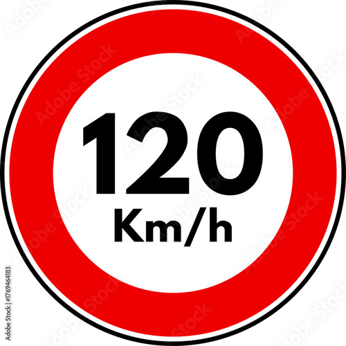 Speed Limit 120 Traffic Sign, 120 Speed Limit Sign Vector