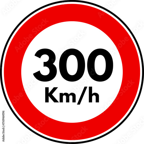Speed Limit 300 Traffic Sign, 300 Speed Limit Sign Vector