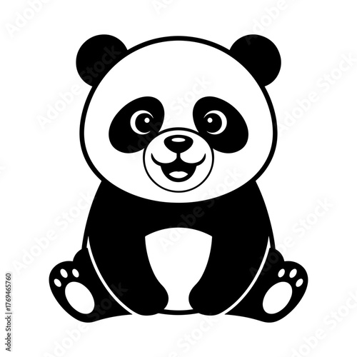 Adorable panda illustration for children's books or educational materials, a cute and friendly animal character with a charming smile and inviting eyes