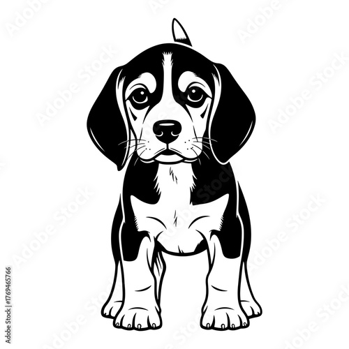 Adorable beagle puppy with soulful eyes, a charming pet portrait perfect for animal lovers and heartwarming designs. Vector illustration with a cute dog