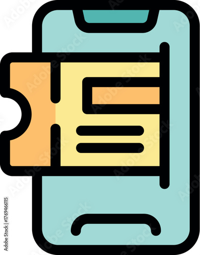 Smartphone displaying an e ticket, symbolizing online booking for travel, events, or transportation