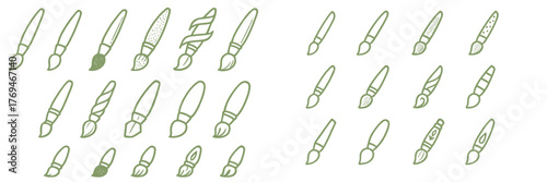 Collection of various paintbrush designs arranged in a creative pattern showcasing different shapes and styles