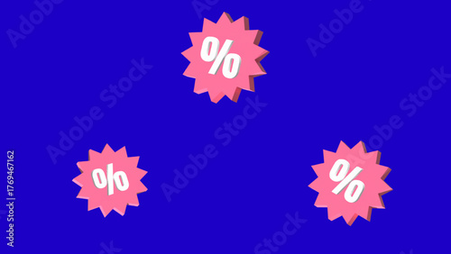 pink discount voucher percentage online shopping 3d rendering  royal blue background