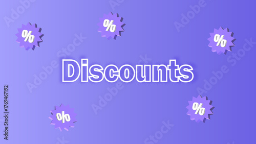 Discounts Banner with Purple Background and Percent Labels