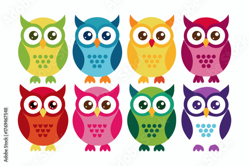 Wallpaper Mural set of colorful owls Torontodigital.ca