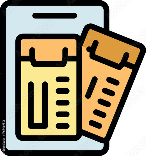 Mobile phone displaying digital tickets for travel or event, symbolizing online booking and modern ticketing solutions