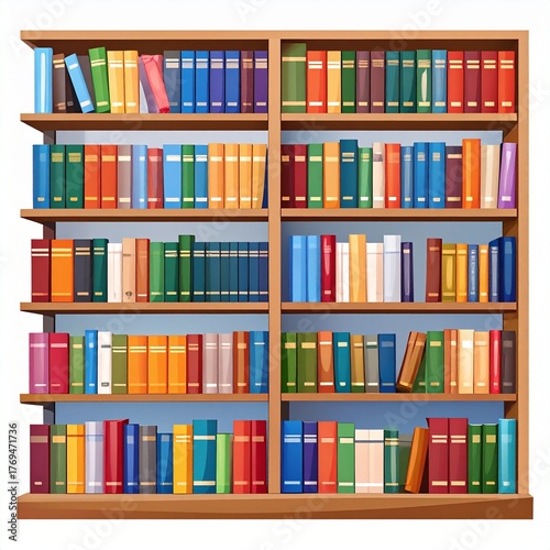 Bookshelf Filled with Colorful Books Illustration