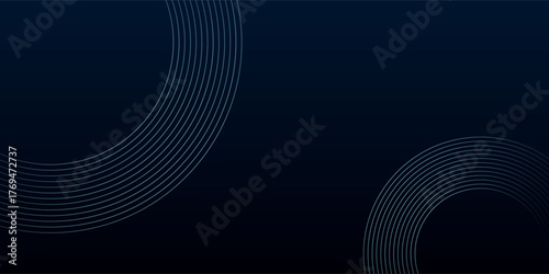 Blue abstract background with glowing circles. Swirl circular lines pattern. Geometric spiral. Twirl element. Modern graphic design. Futuristic technology concept.