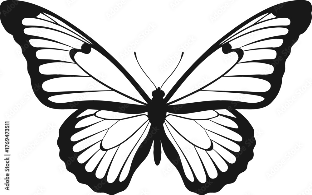 Fototapeta premium Vector Illustration of a Butterfly Silhouette – Nature and Insect Icon Isolated on White Background