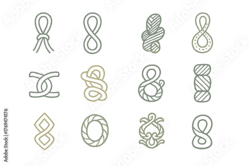 Various knot designs displayed in an artistic arrangement with elegant lines and shapes